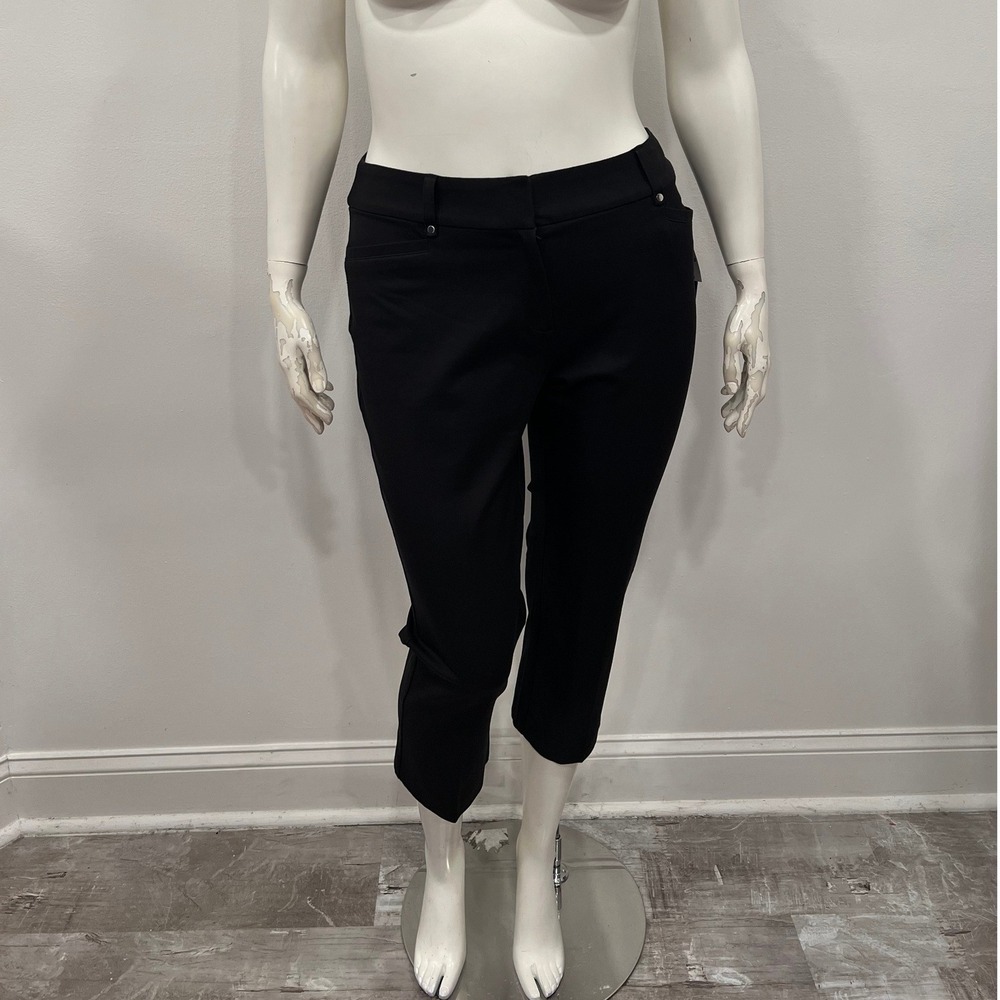 Alfani Womens Capri Pants Deep Black Tummy Control Work Casual Size 14 NWT